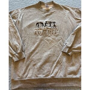 Vintage Cozumel Kokopelli Sweatshirt Mens Large Gray 90s Crewneck